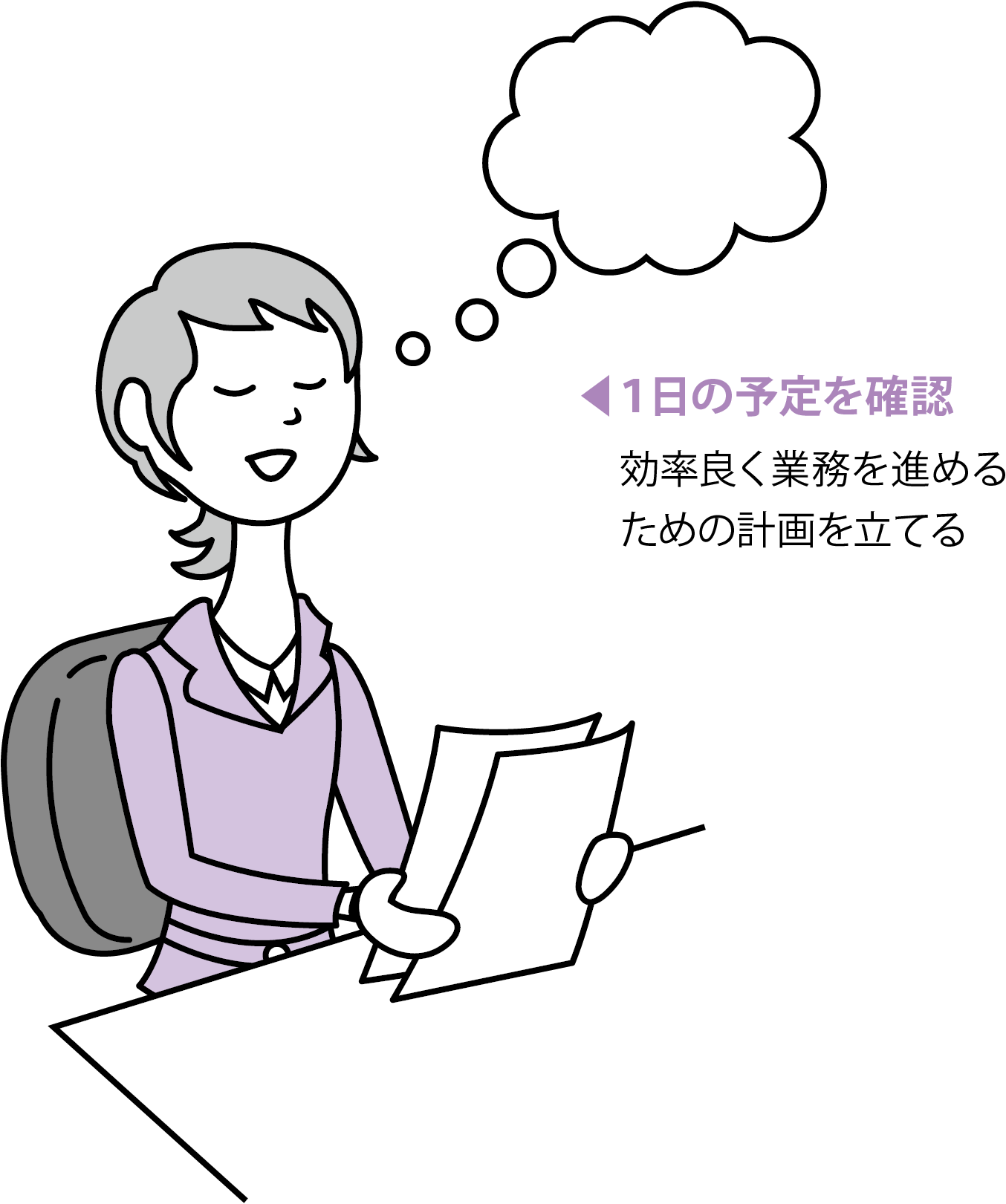 始業前に　1日の予定を確認